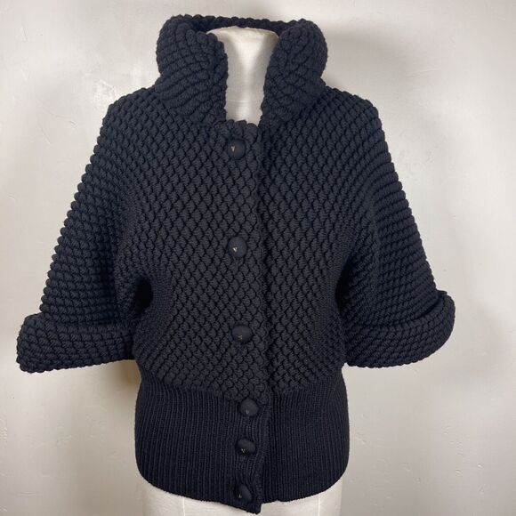 Authenticated Valentino Hiver 2008 Chunky Black Cardigan Sweater Medium - Picture 1 of 14